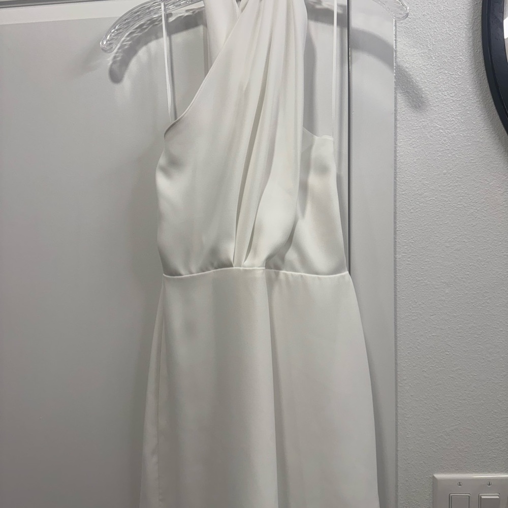 Amanda Uprichard Mezcal Dress in Ivory - Cross Front Mini Dress